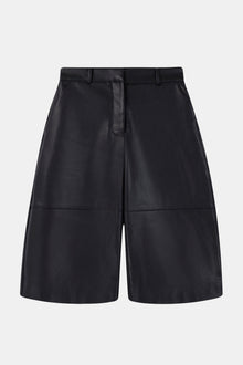 Tailored Leather Longline Shorts - Black