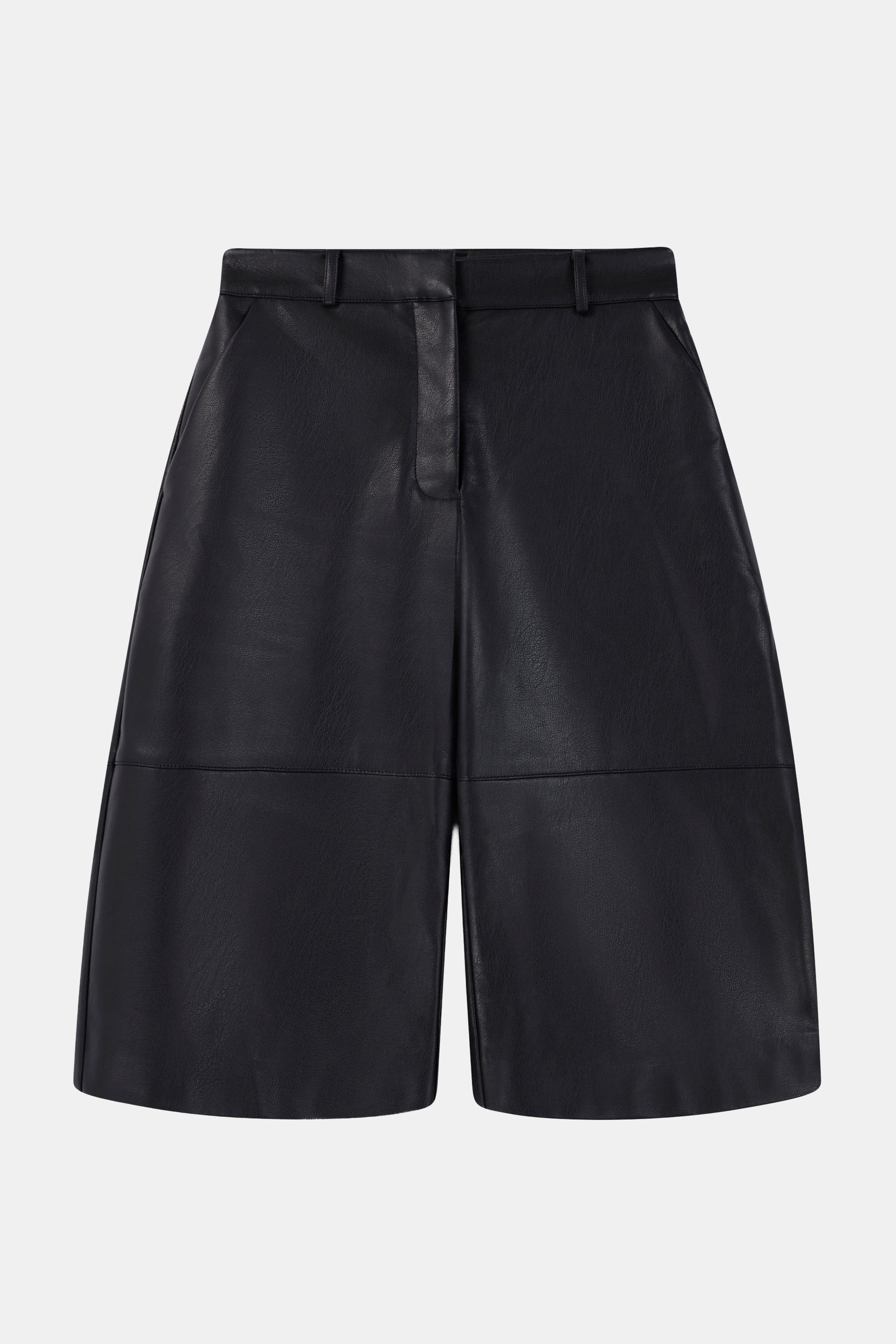 Tailored Leather Longline Shorts - Black