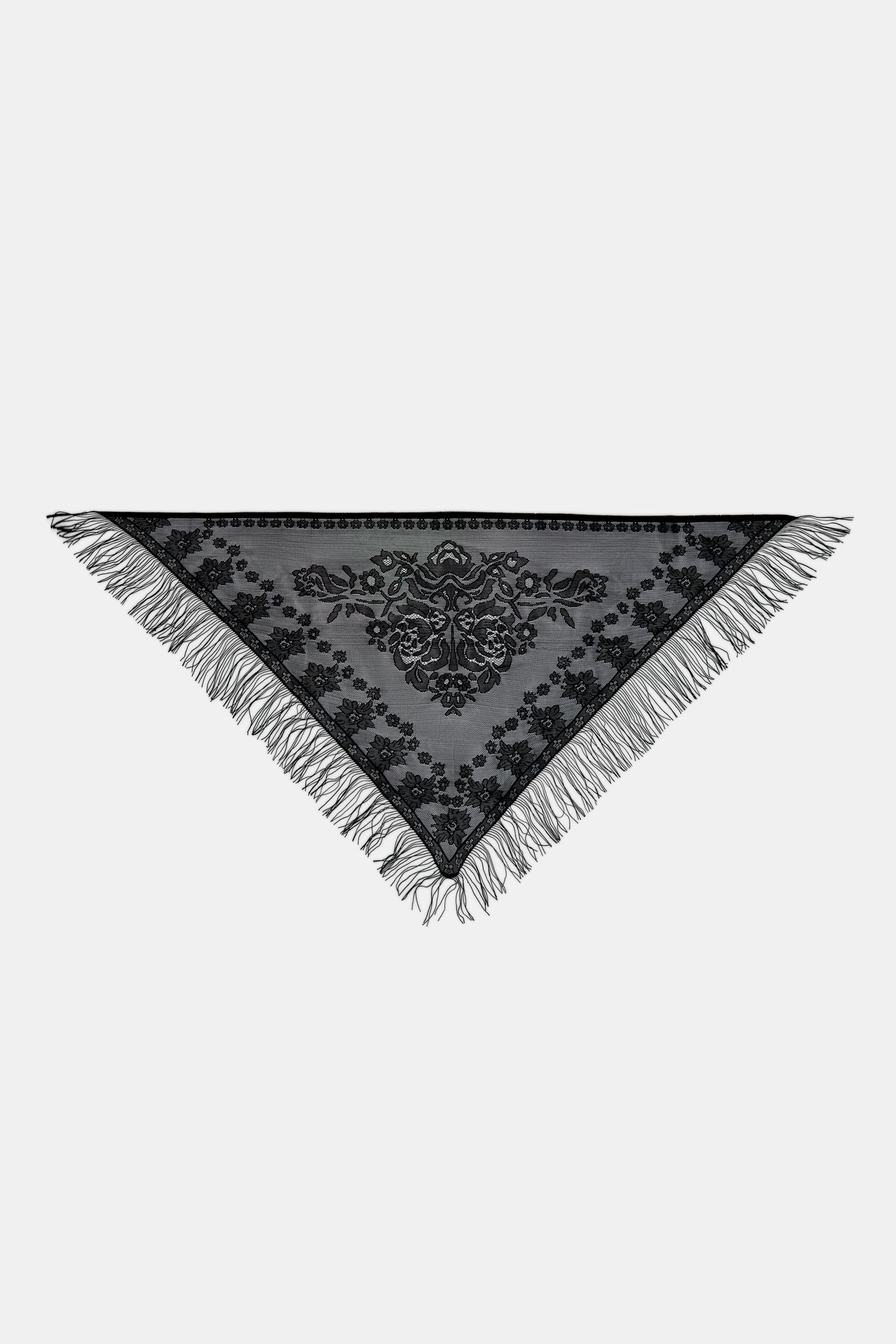 Lace Scarf with Fringing - Black