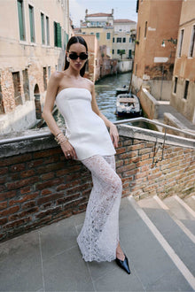 Lace Column Maxi Skirt - White