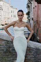 Satin Corset Gown with Sweetheart Neckline - Buttermilk