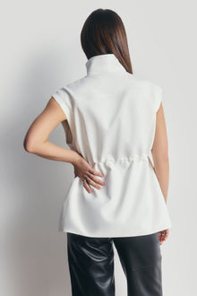 Cotton Sleeveless Utility Vest - White