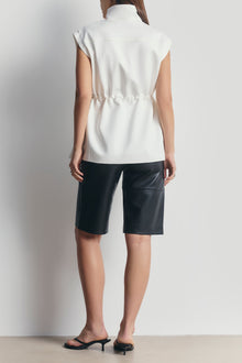 Cotton Sleeveless Utility Vest - White