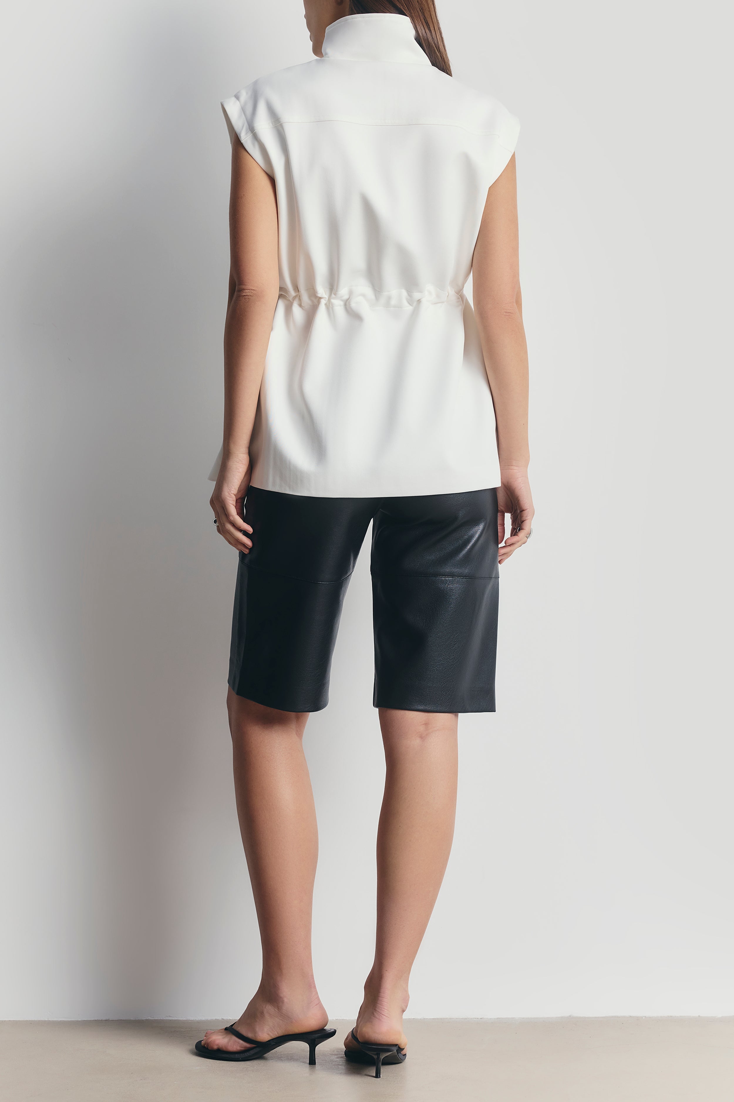 Cotton Sleeveless Utility Vest - White