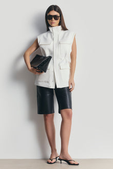 Cotton Sleeveless Utility Vest - White