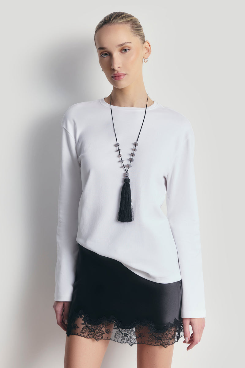 Oversized Longsleeve T Shirt - White