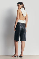Tailored Leather Longline Shorts - Black