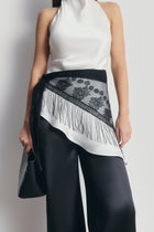 Lace Scarf with Fringing - Black