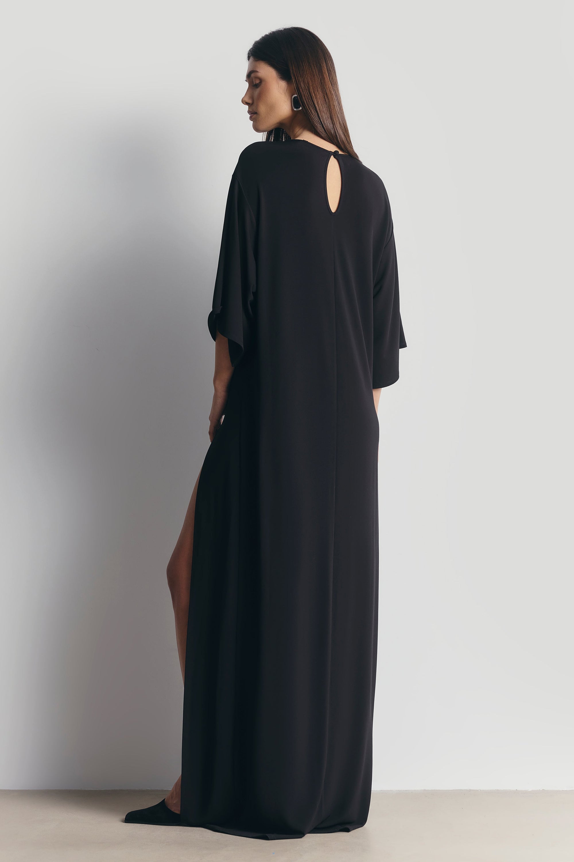 Relaxed Dropped Waist T-Shirt Gown - Black