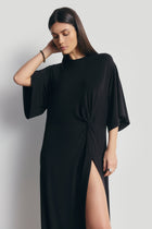 Relaxed Dropped Waist T-Shirt Gown - Black