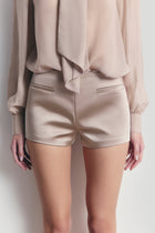 Tailored Satin Micro Shorts - Mink