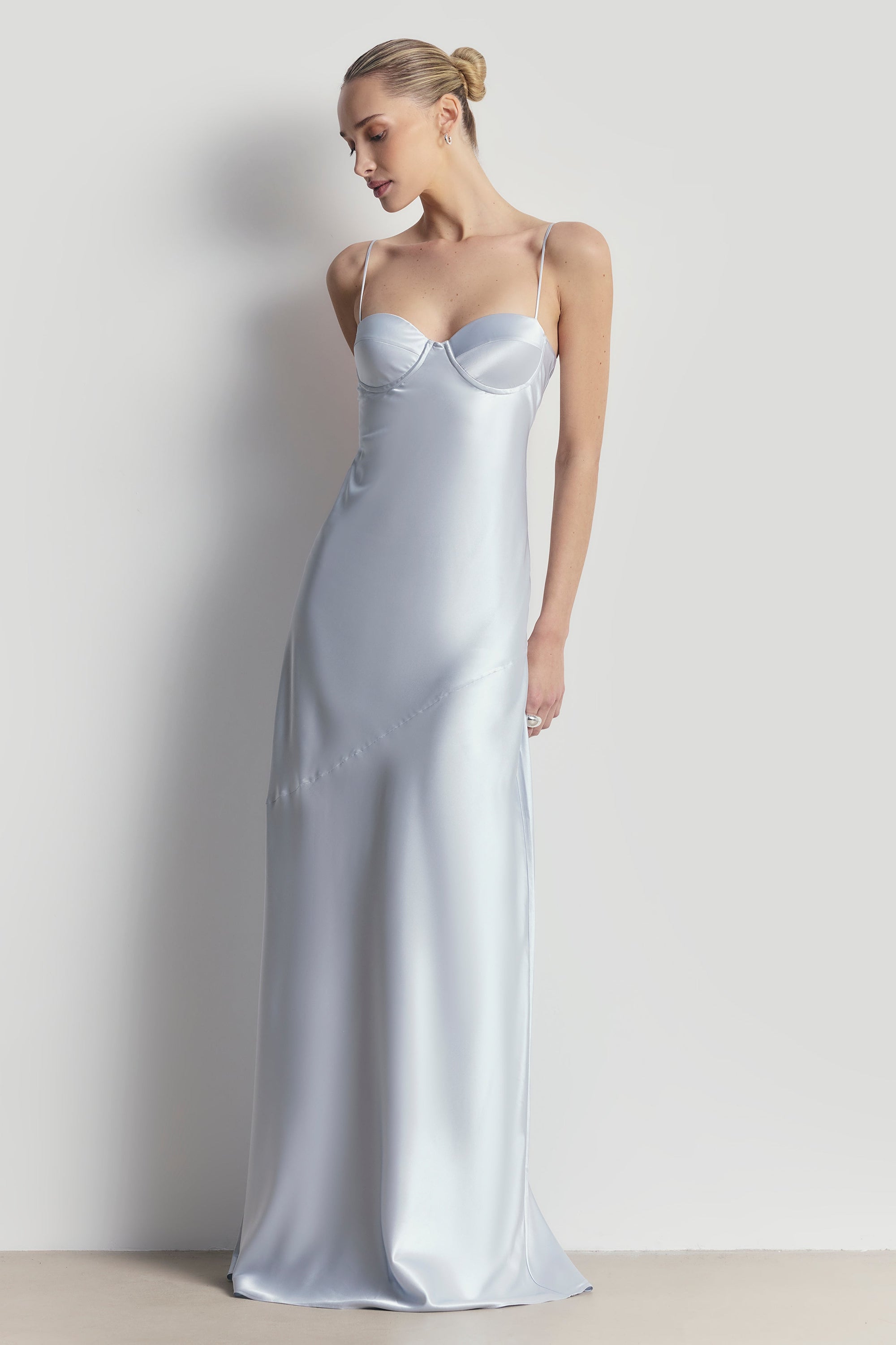Satin Cup Detail Slip Dress - Frost