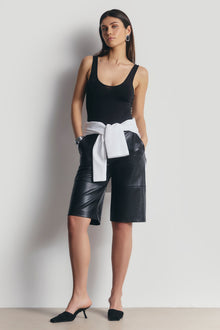 Semi Sheer Scoop Neck Bodysuit - Black