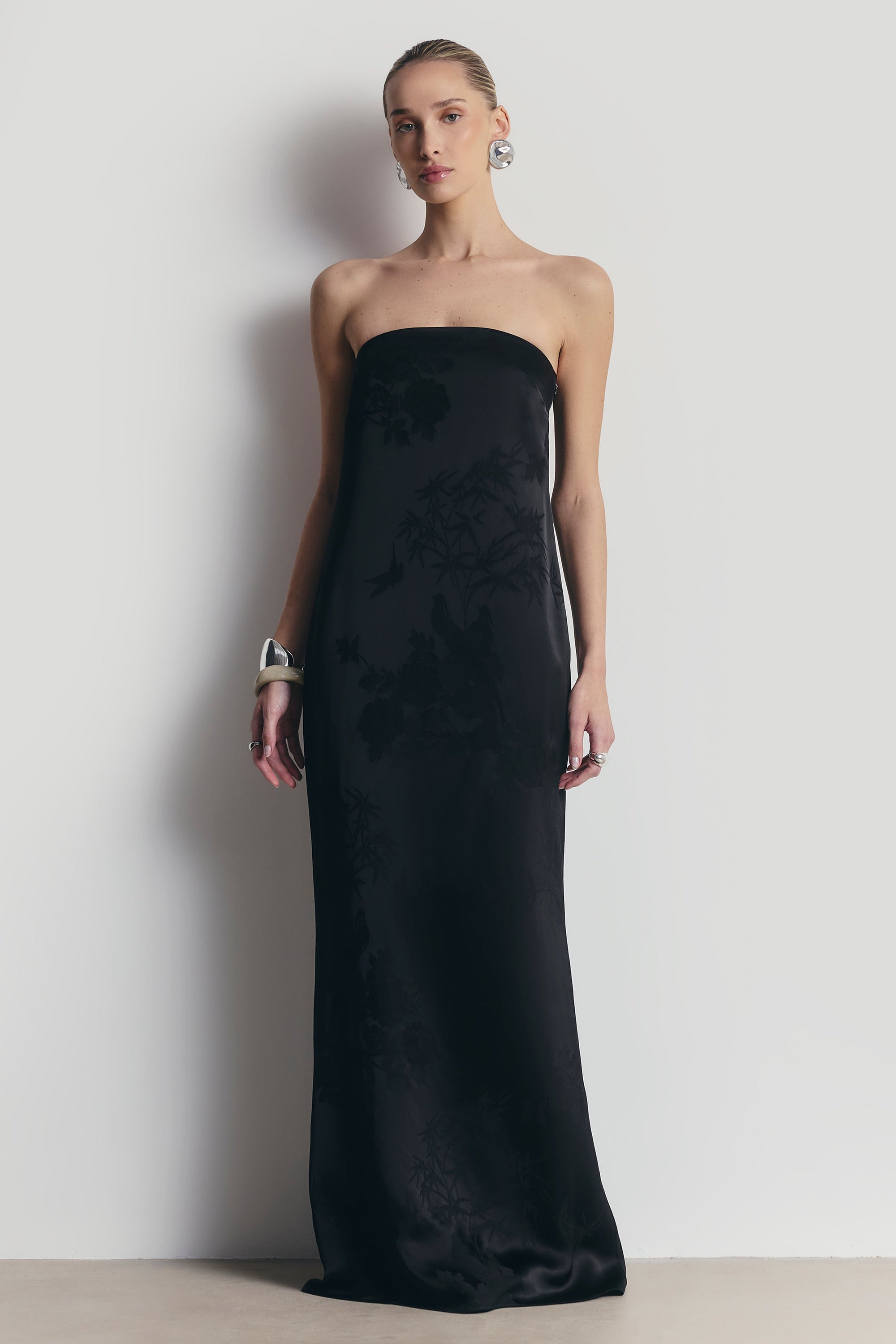 satin jacquard maxi dress Emerald Green Satin Floral Jacquard Maxi Dress | Womens | 2X (Available in 3X, 1X, XXS, XS, S, M, L, XL) | 100% Polyester