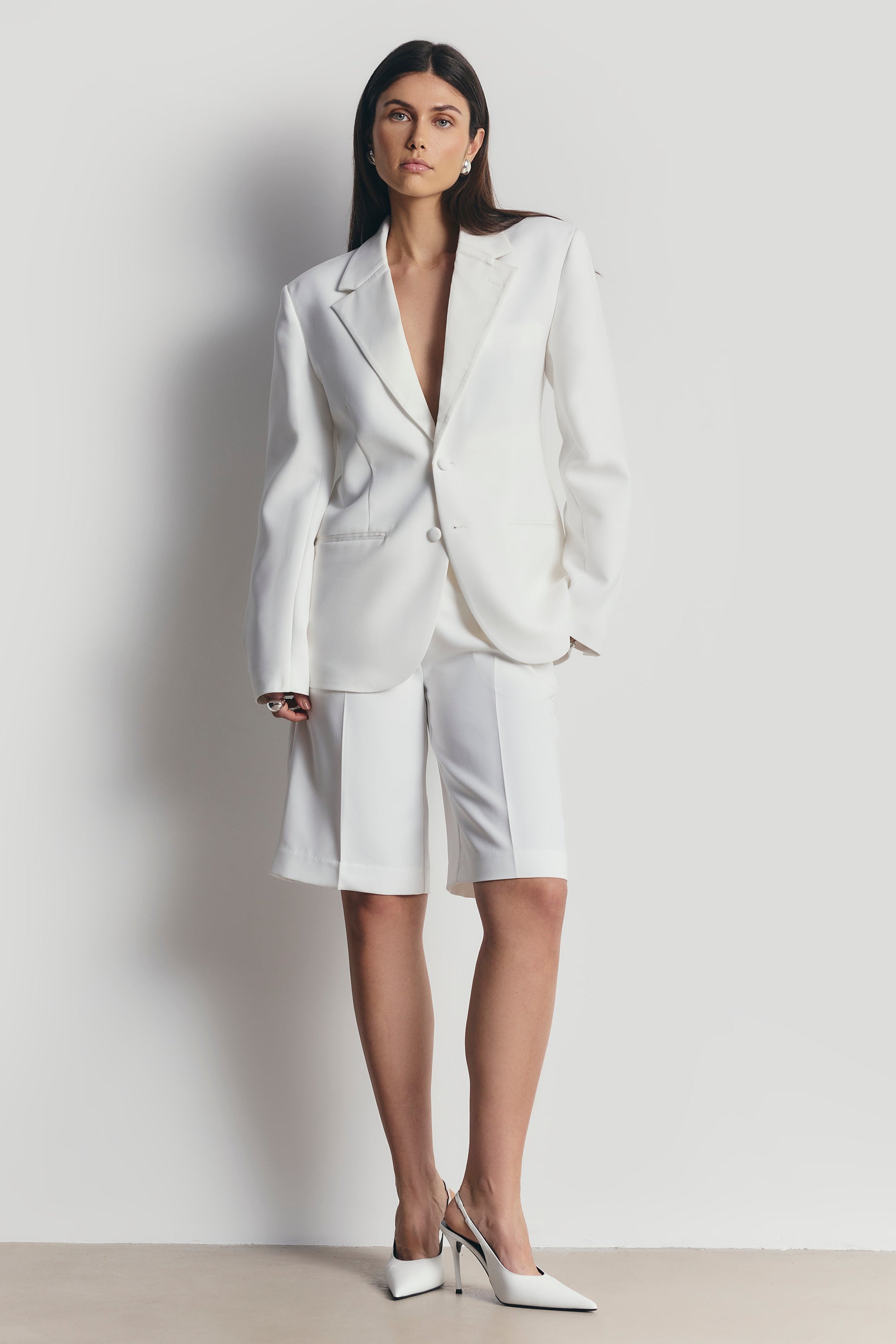 Satin Detail Longline Shorts - White