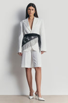 Satin Detail Longline Shorts - White