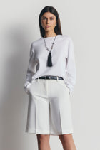 Satin Detail Longline Shorts - White