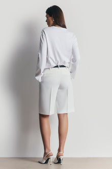 Satin Detail Longline Shorts - White