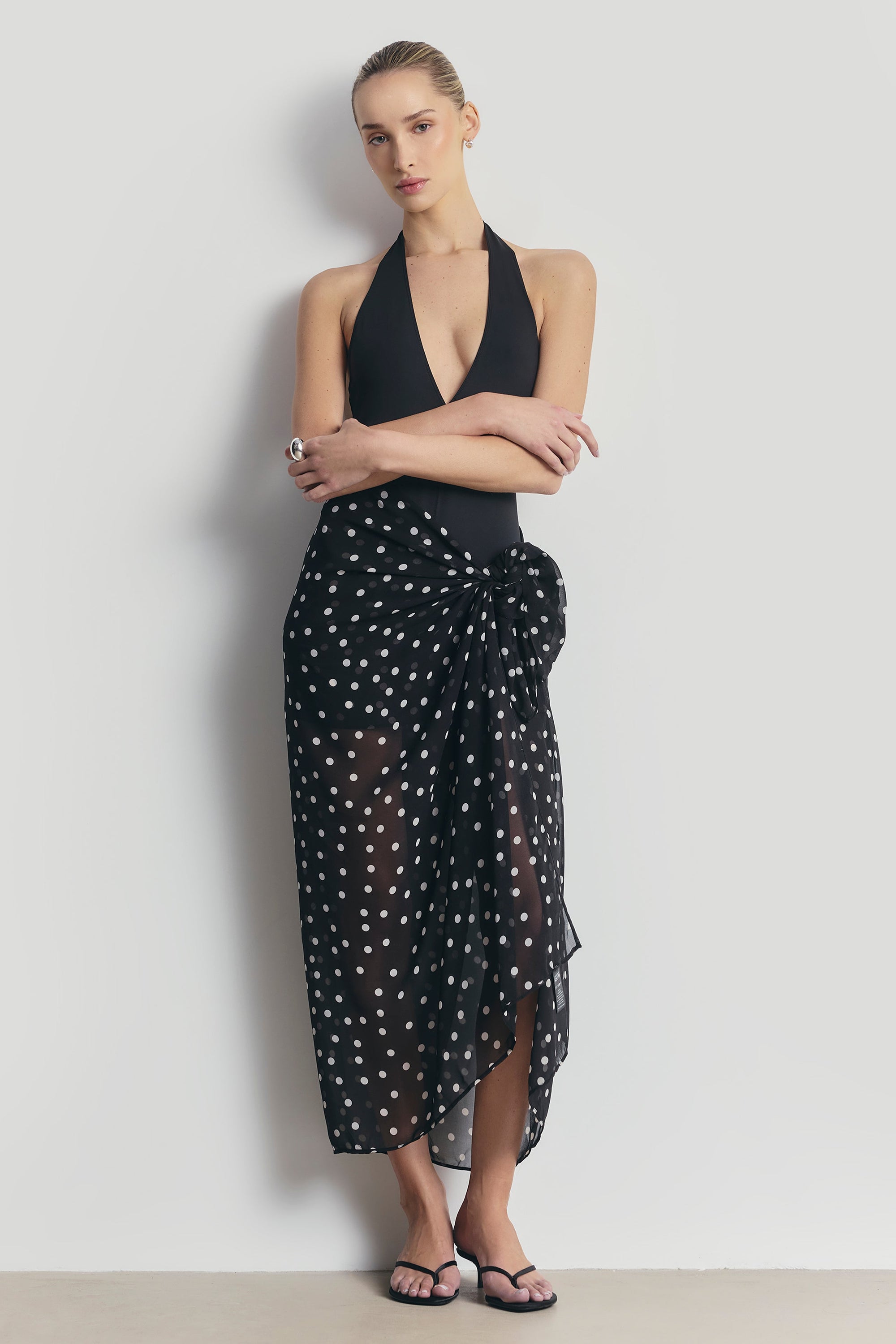 Chiffon Maxi Polka Dot Sarong Scarf -  Maxi Polka Dot