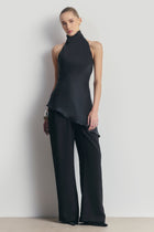 Cowl Neck Asymmetric Top - Black
