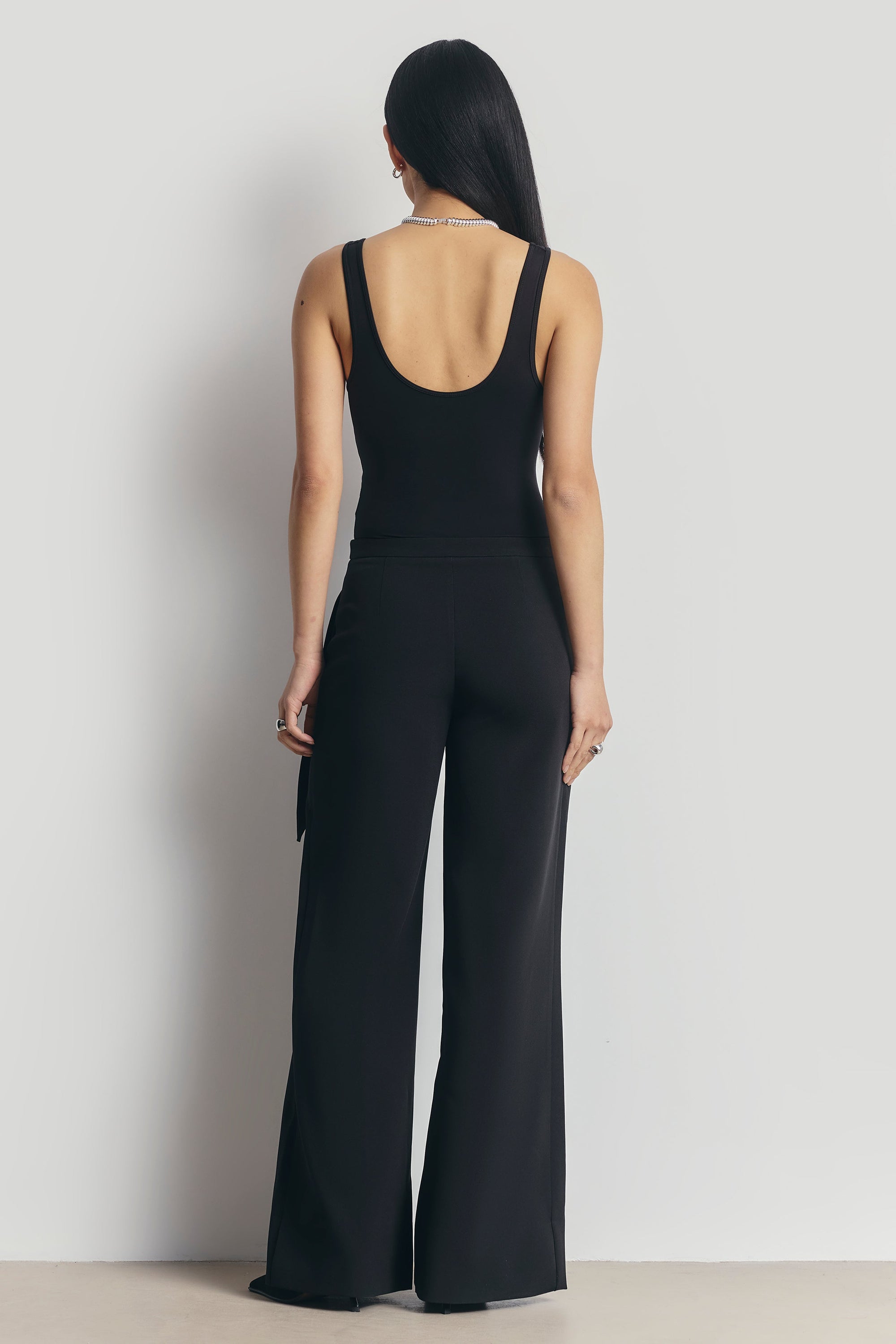 Tailored Draped Belt Trousers - Black