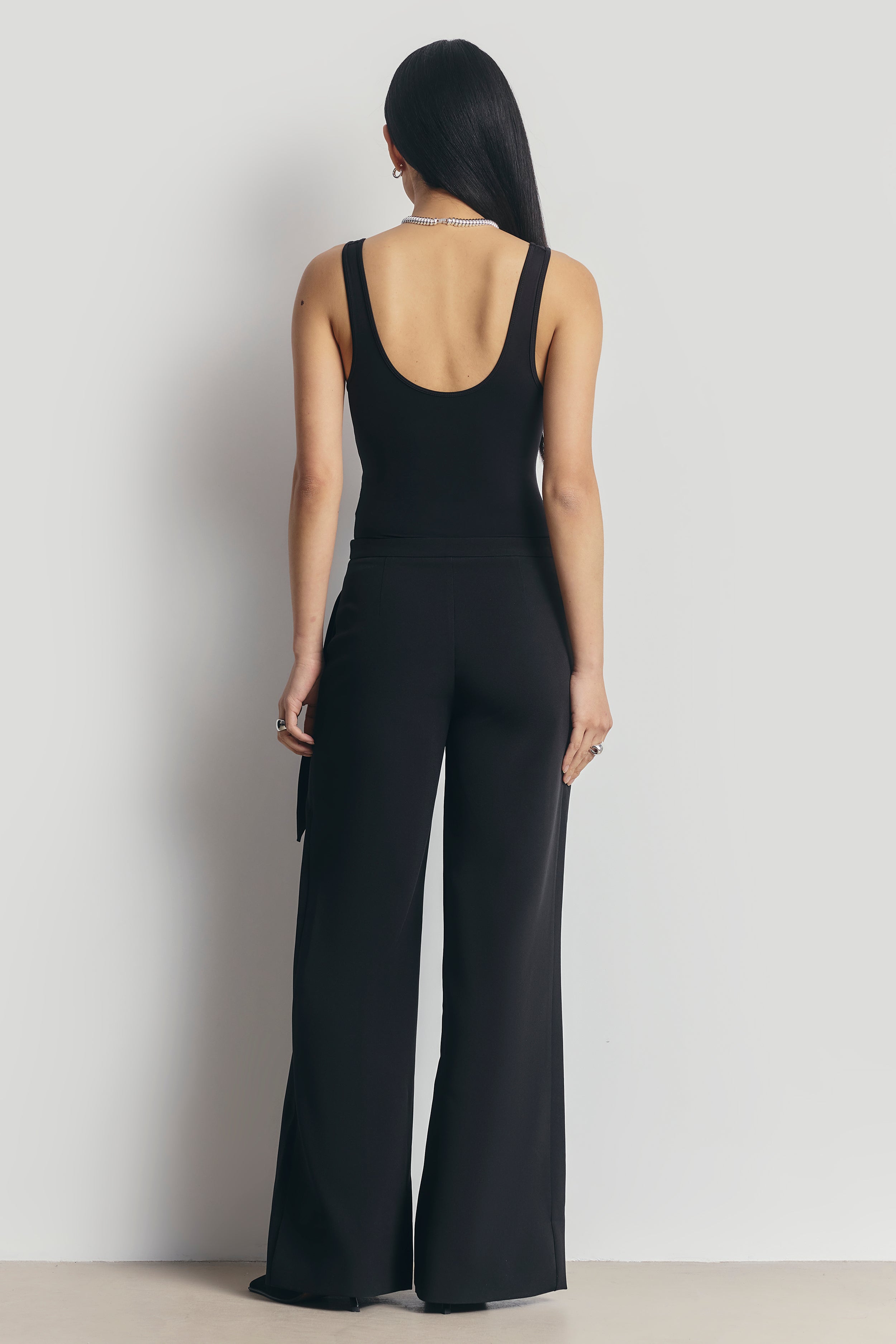 Tailored Draped Belt Trousers - Black
