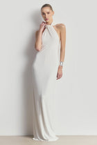 Hooded Halterneck Maxi Dress - White
