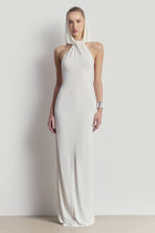 Hooded Halterneck Maxi Dress - White