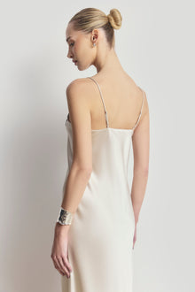 Satin Lace Detail Camisole Maxi Dress - Champagne/Black