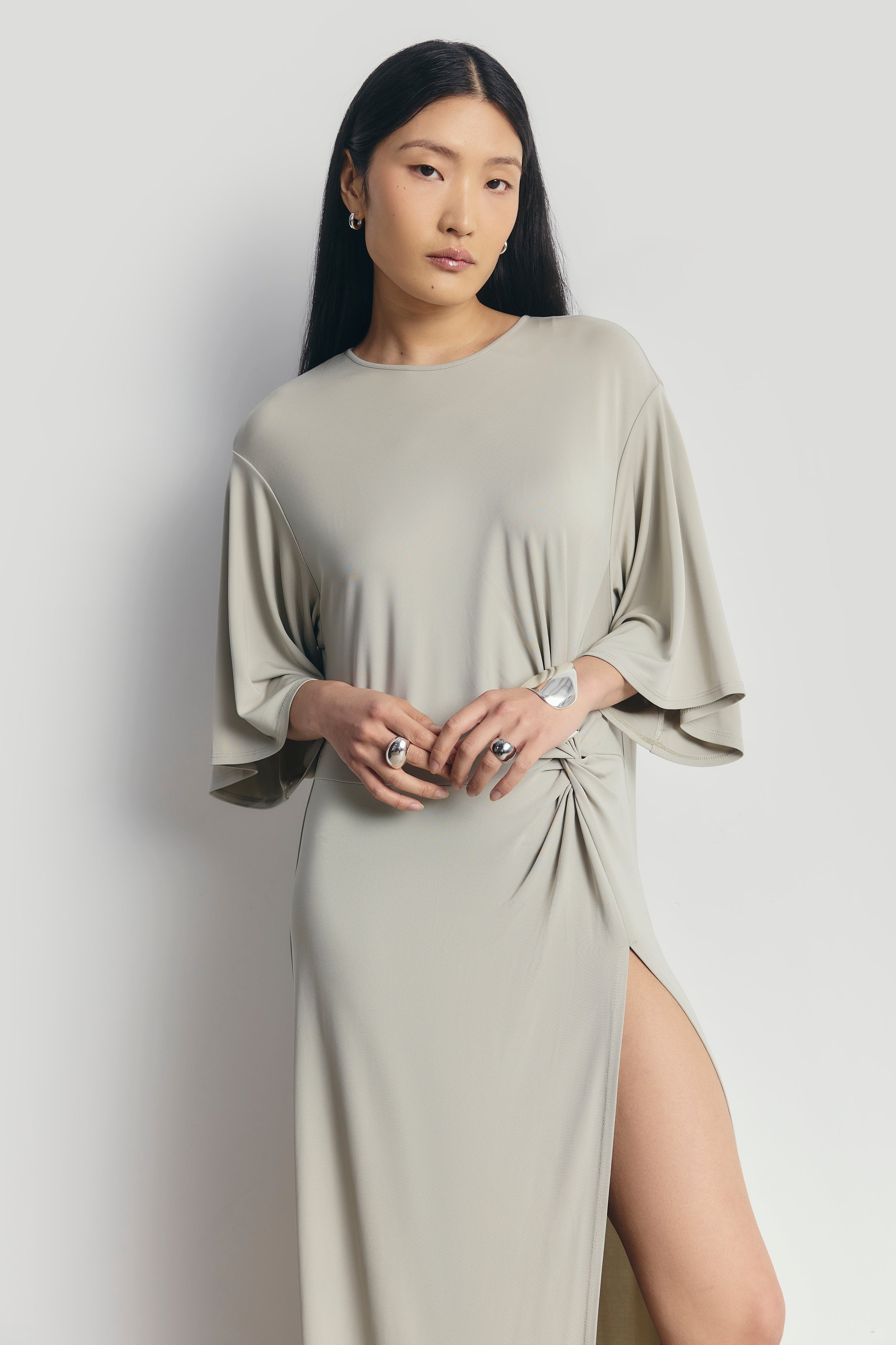 Relaxed Dropped Waist T-Shirt Gown - Antique Sage