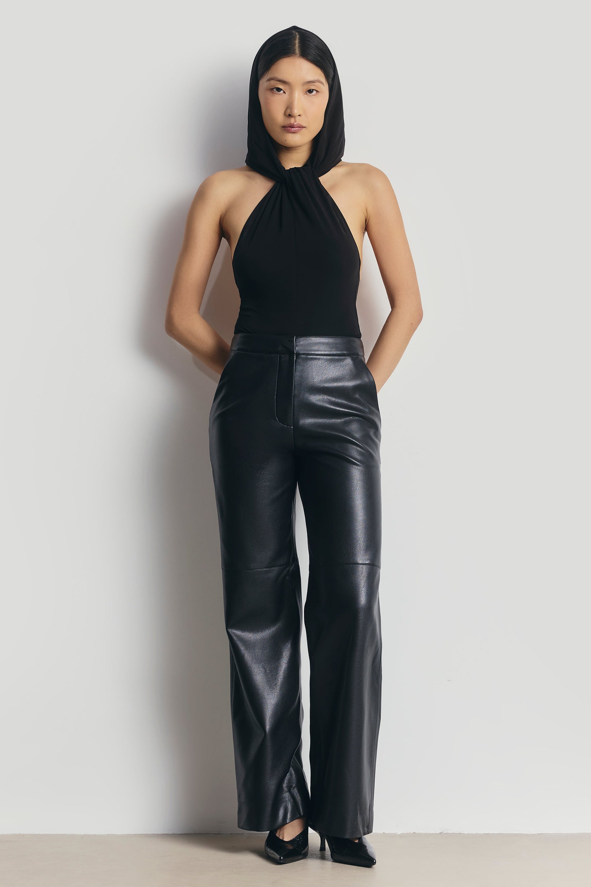 Hooded Halterneck Bodysuit - Black