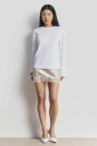 Satin Lace Detail Mini Skirt - Champagne