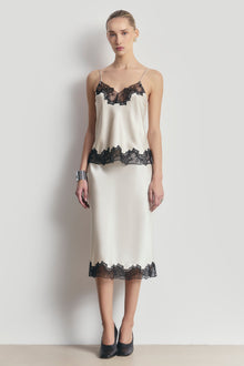 Satin Lace Detail Camisole - Champagne/Black