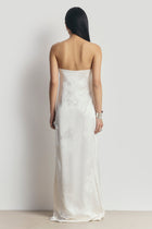 Satin Jacquard Strapless Maxi Dress - Cream