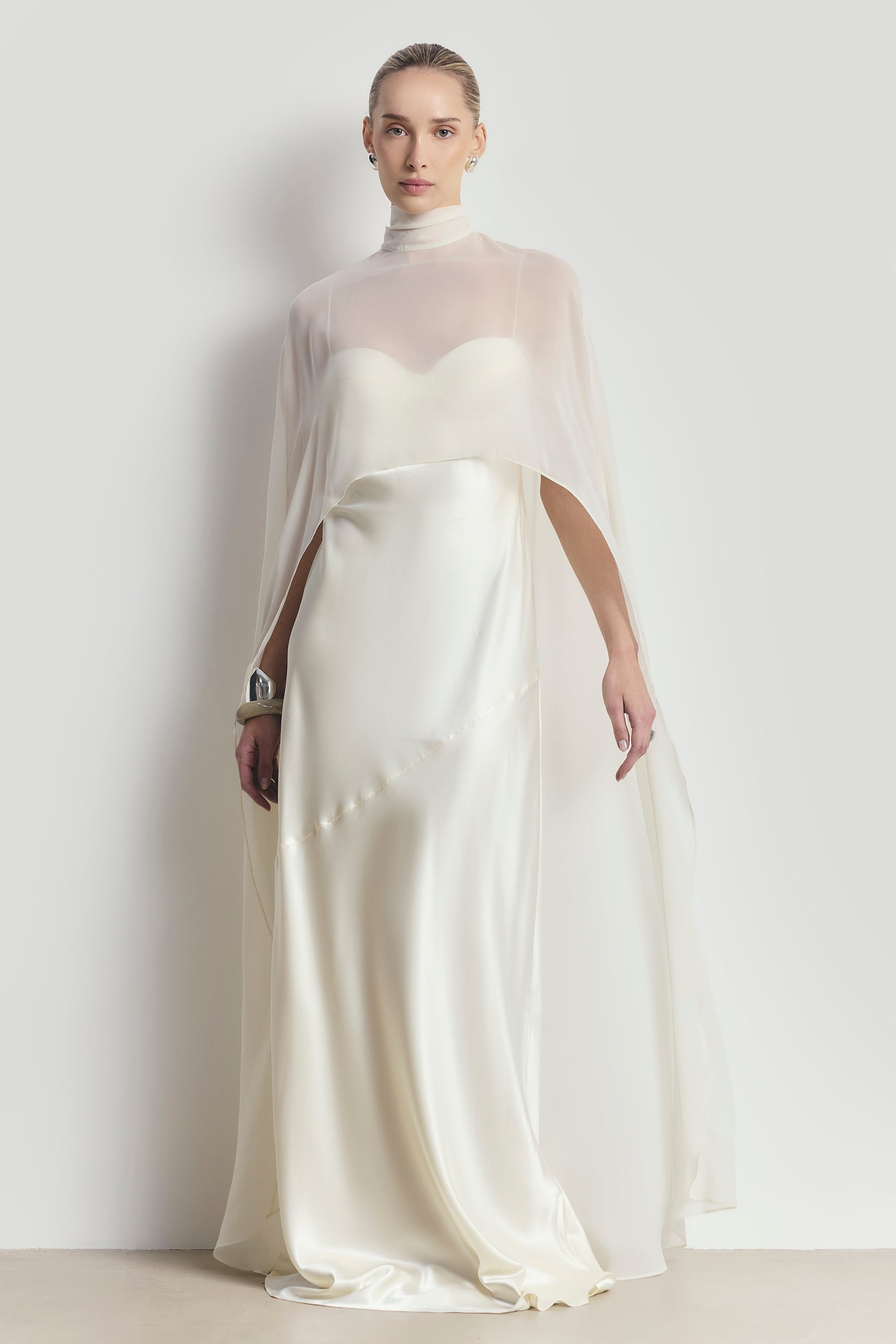long cream slip dress Olivia von Halle | Gala Bone Cream Slip Dress in Silk Satin | Women