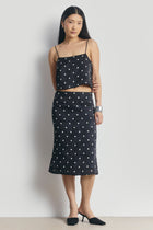 Satin Jacquard Polka Dot Camisole Top - Black Polka Dot