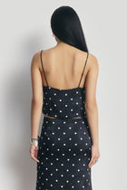 Satin Jacquard Polka Dot Camisole Top - Black Polka Dot