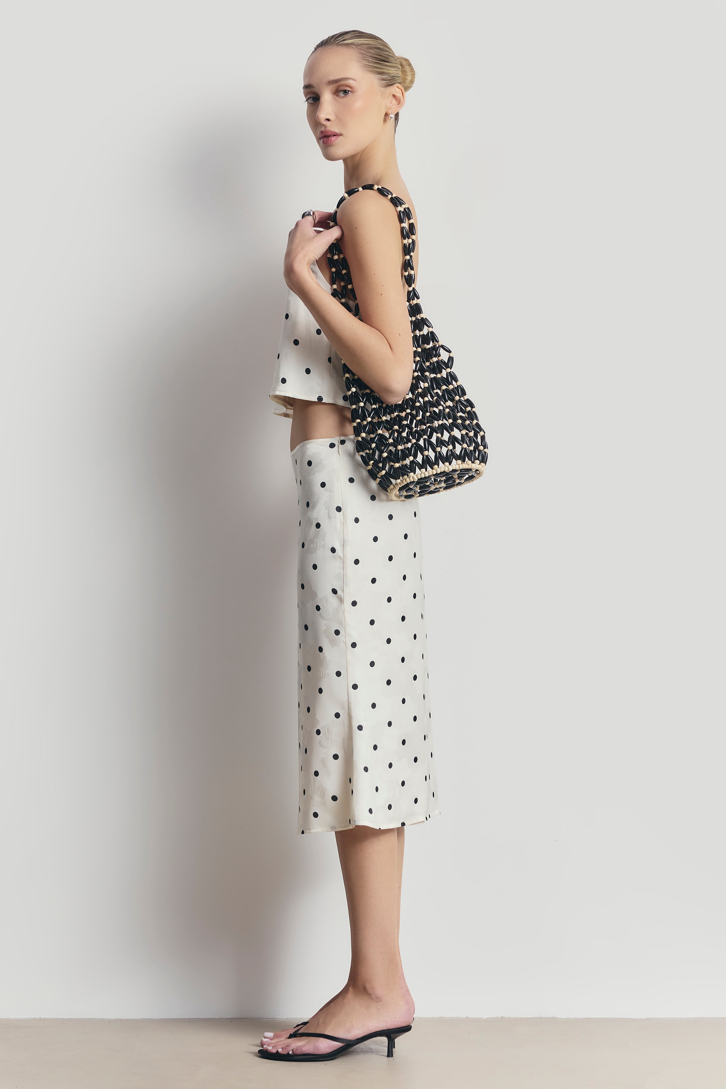 Satin Jacquard Polka Dot Camisole Top - Cream Polka Dot | BOA