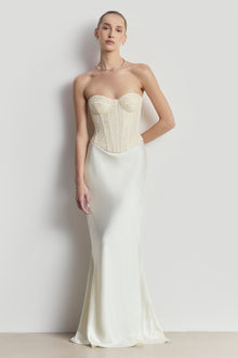 Lace Corset Gown with Sweetheart Neckline - Cream