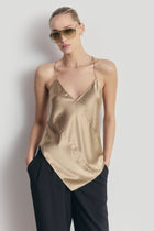 Satin Panel Detail V Neck Camisole - Bronze