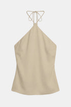 Tailored Satin Halterneck Top - Bronze