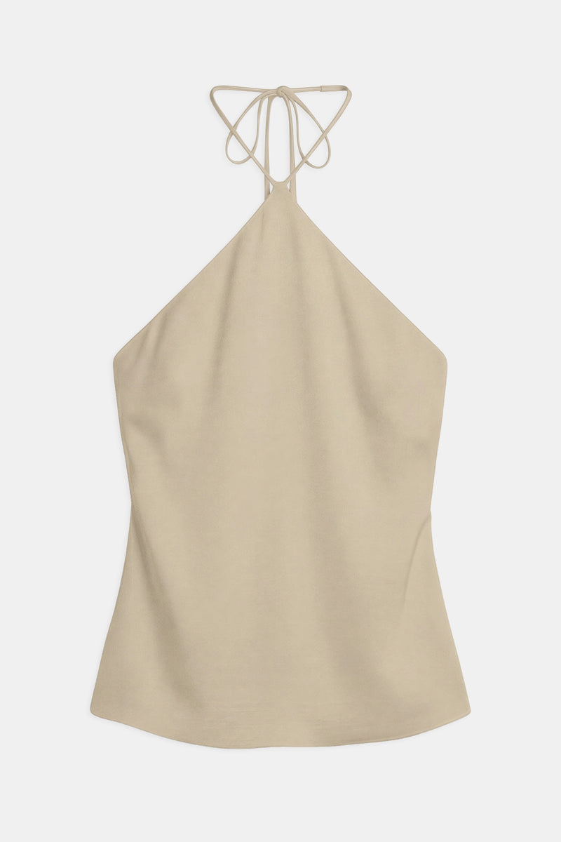 Tailored Satin Halterneck Top - Bronze