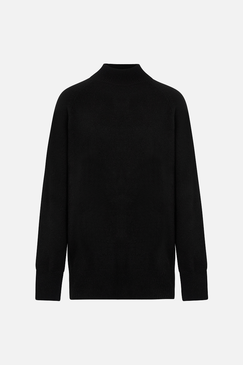 Soft Brushed High Neck Jumper Dress Black
