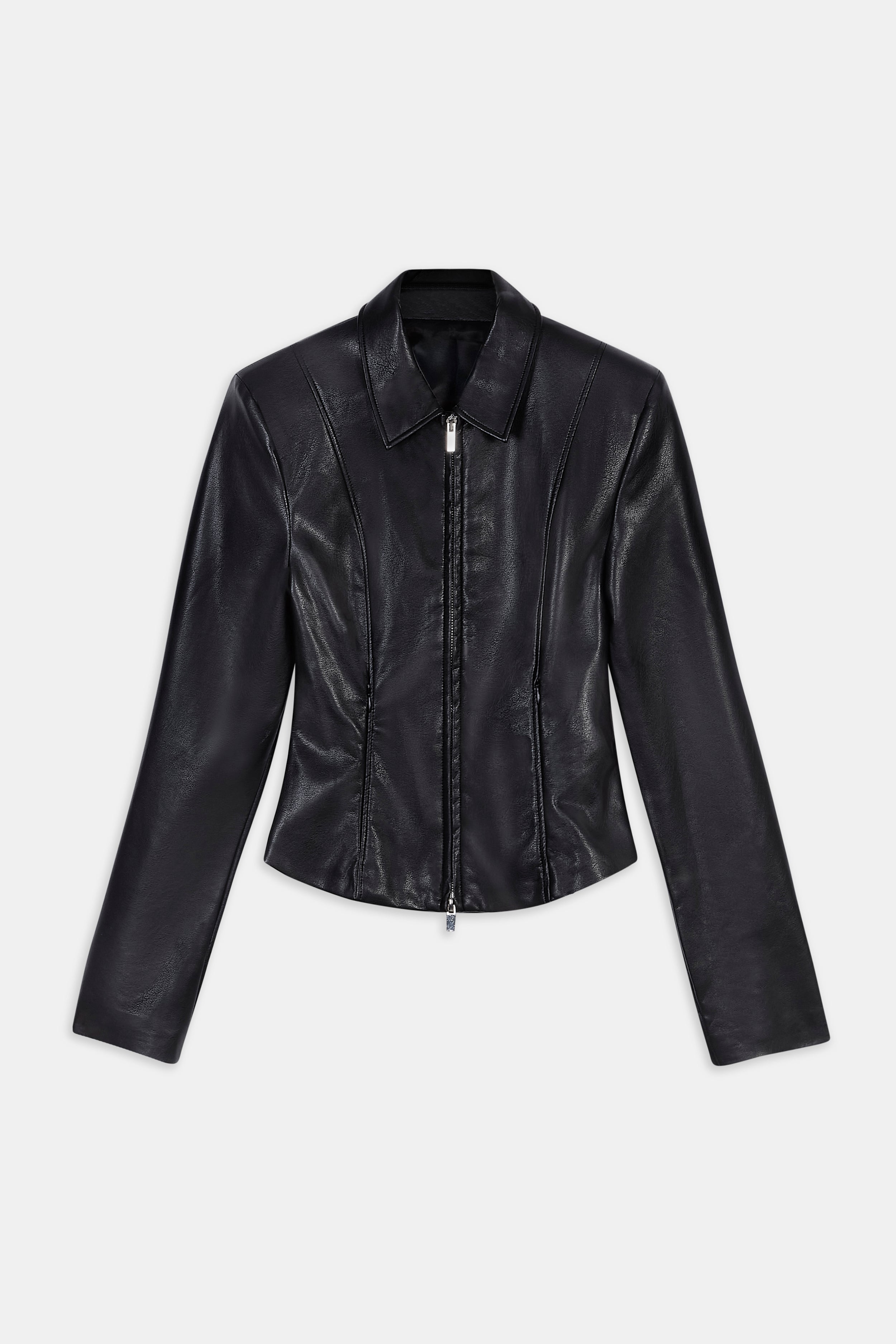 90's Slim Fit Leather Jacket - Black | BOA