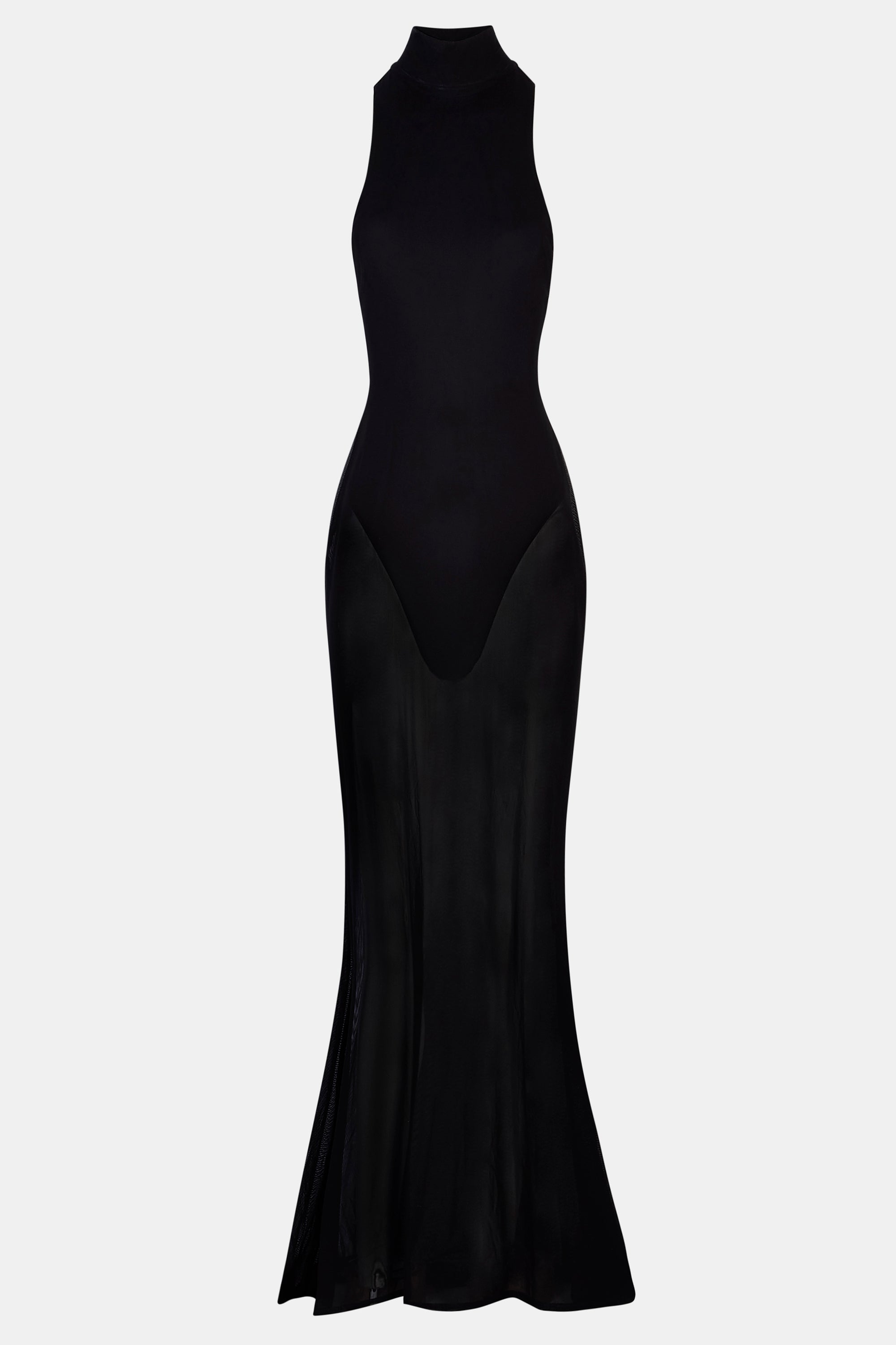 Sheer High Neck Racerback Gown - Black | BOA Sheer High Neck Racerback Gown - Black | BOA