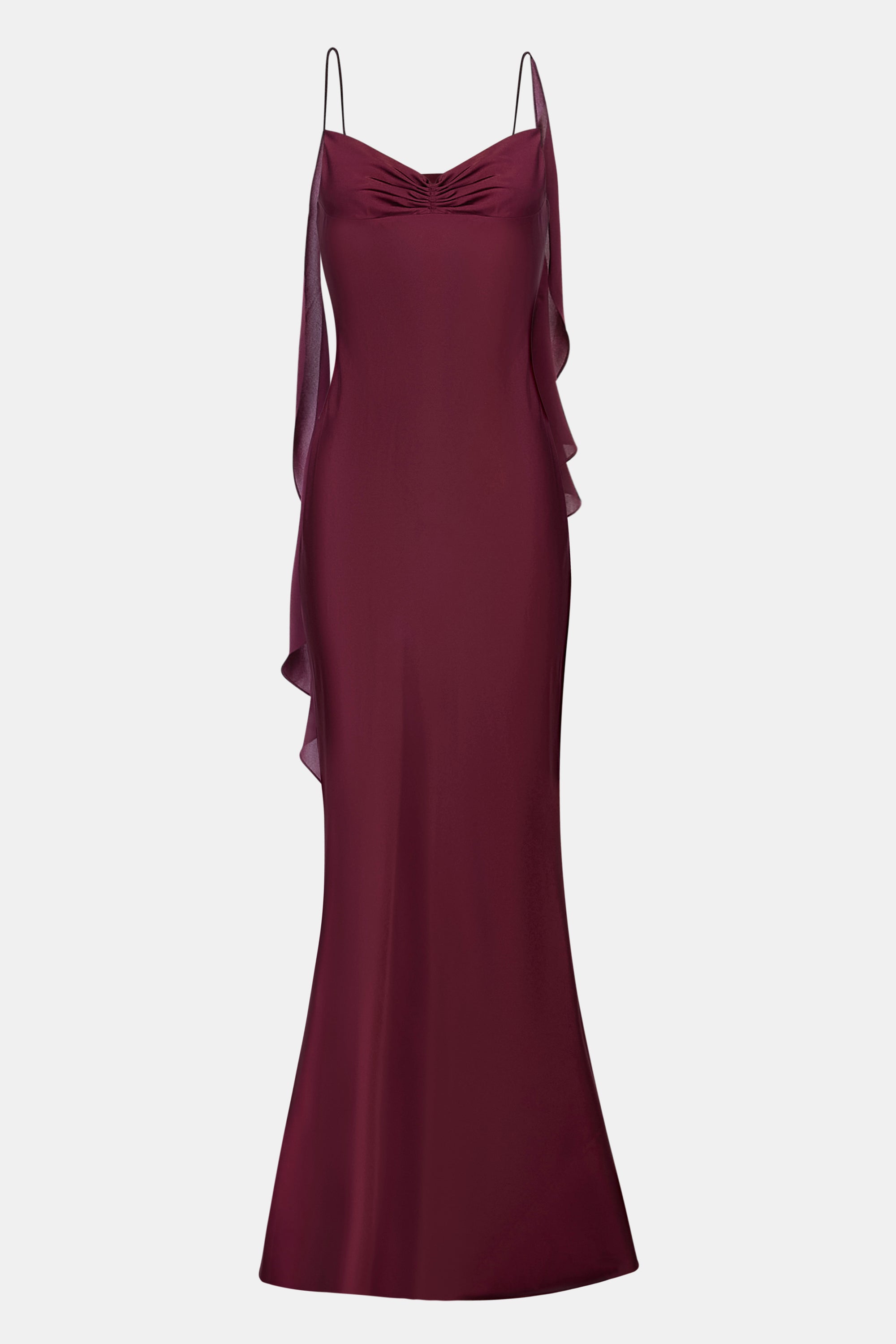 oasis burgundy dress Oasis Women's Pleated Mesh One Shoulder Tiered Maxi Bridesmaid Maxi Dress in Berry