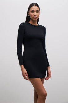 Heavy Ribbed Longsleeve Mini Dress - Black