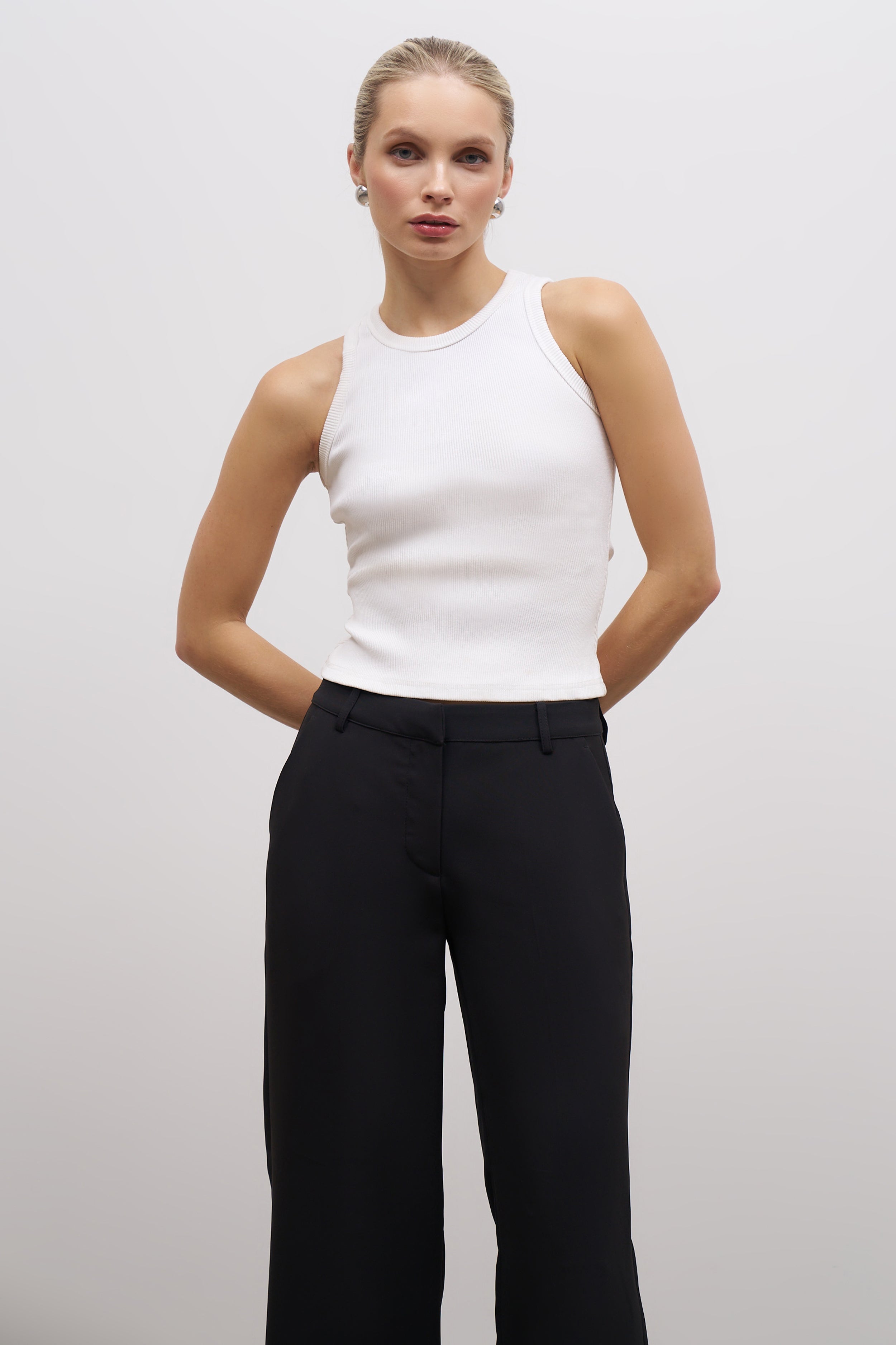 Heavy Ribbed Racer Top - Ivory | BOA