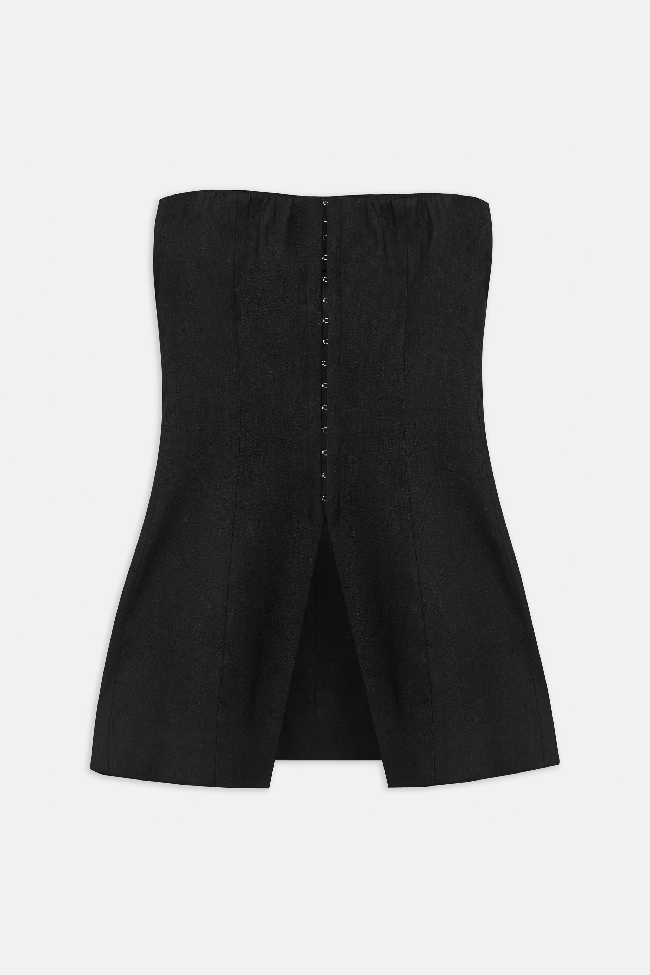 black bustier top strapless