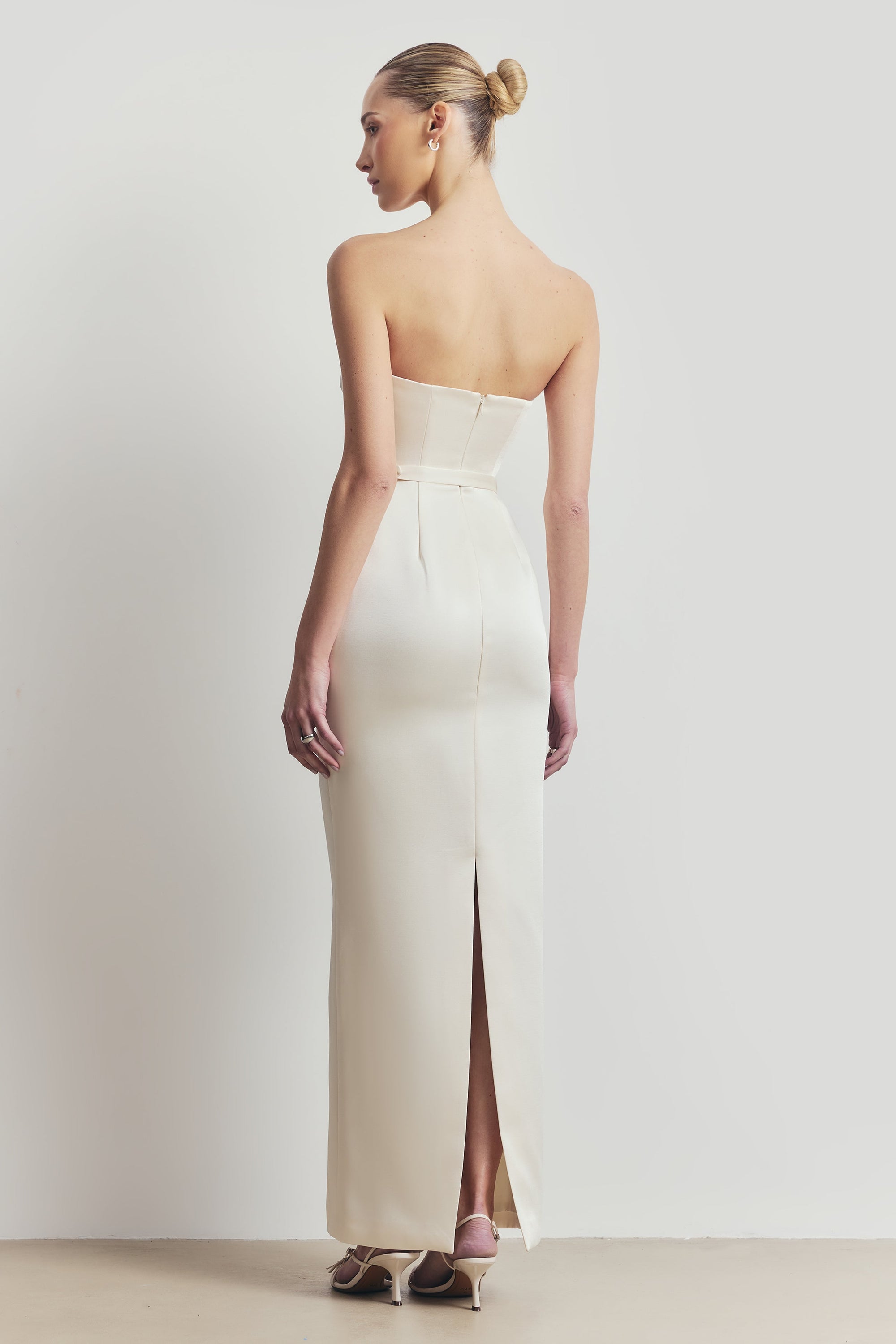 Satin Structured Column Maxi Dress